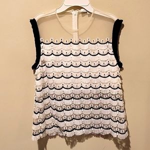 ❤️ ALEXIS FRINGE AND LACE EMBROIDERED SLEEVELESS TOP, XS